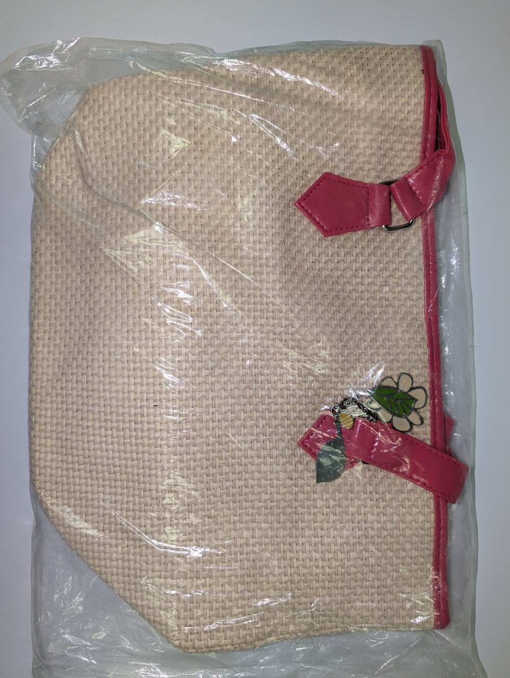R. Toledo pink and cream woven tote